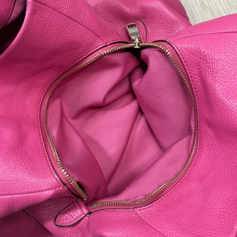 Coach Phoebe Madison Dahlia Pink Pebbled Leather Shoulder Bag Hobo F28997